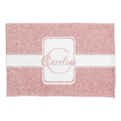 Pink Glitter Personalized Pillow Case