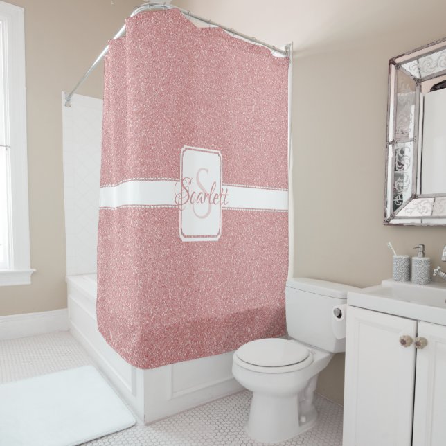 Pink Glitter Personalized Shower Curtain (In Situ)