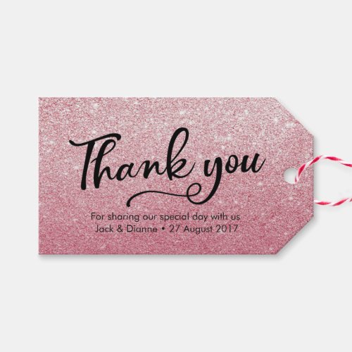 Pink glitter personalized Thank You Favor tags