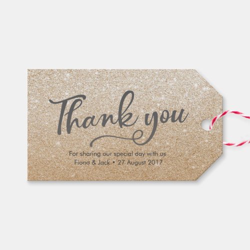 Pink glitter personalized Thank You Favor tags