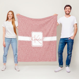 Pink Glitter Personalized Throw Blanket