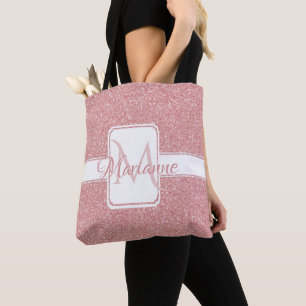 Pink Glitter Personalized Tote Bag