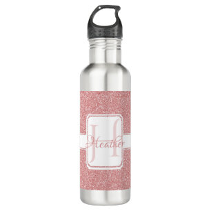 Pink Glitter Personalized Water Bottle