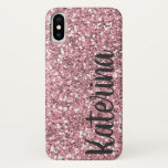 Pink Glitter Personalized With Your Name. Iphone X Case at Zazzle