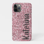 Pink Glitter Personalized With Your Name. Iphone 11 Pro Case at Zazzle