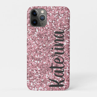 Pink Glitter Personalized with Your Name. iPhone 11 Pro Case