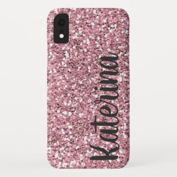 Pink Glitter Personalized With Your Name. Iphone Xr Case by CoolestPhoneCases at Zazzle