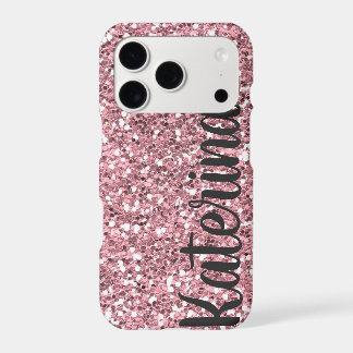 Pink Glitter Personalized with Your Name. iPhone 17 Pro Case