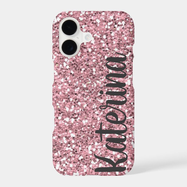 Pink Glitter Personalized with Your Name. Iphone Case (Back)