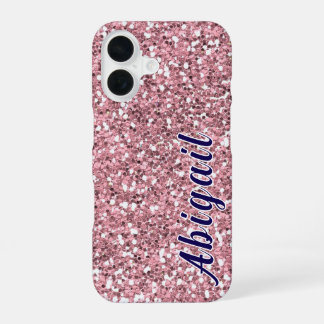 Pink Glitter Personalized with Your Name. iPhone 16 Case