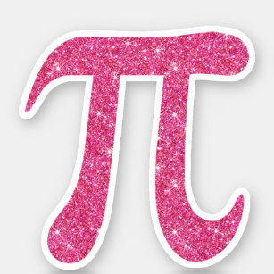 Pink glitter pi symbol stickers