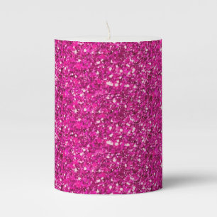 Pink Glitter Pillar Candle