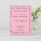 Pink Glitter Pink-Silver Frame Invitation (Standing Front)