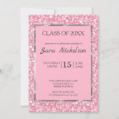 Pink Glitter Pink-Silver Frame Invitation (Front)
