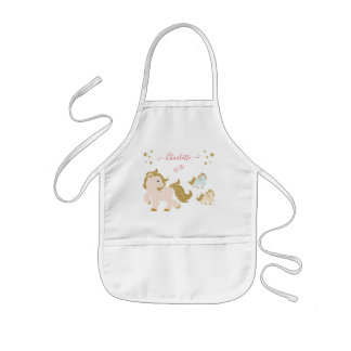 Pink Glitter Ponies with First Name Little Girl Kids' Apron