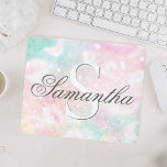 Pink Glitter Pretty Bokeh Pattern Mouse Pad<br><div class="desc">Easily personalize this pretty pink bokeh glitter pattern with your custom name and/or monogram.</div>