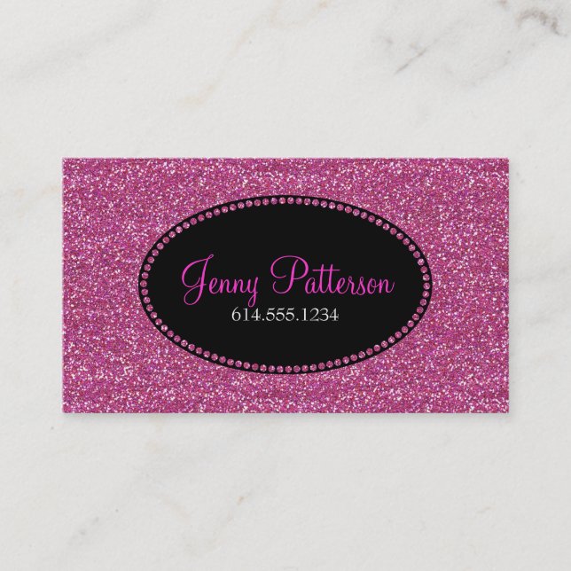 Pink Glitter Pretty Elegant Girly Business Cards (Front)