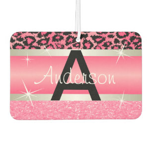 Pink Glitter Print & Leopard Animal   Personalize Air Freshener