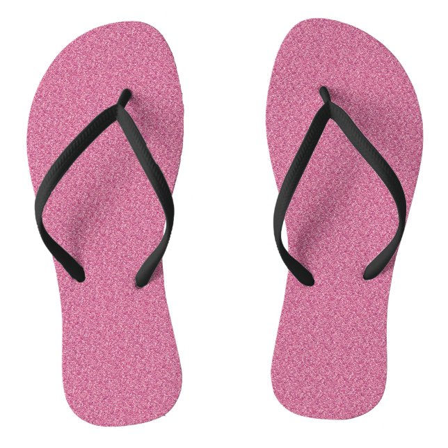 Pink Glitter Print Metallic Wedding bride groom Fl Flip Flops (Footbed)