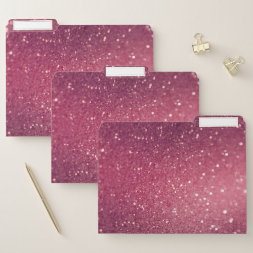 Pink glitter printed faux foil shimmer sparkle file folder