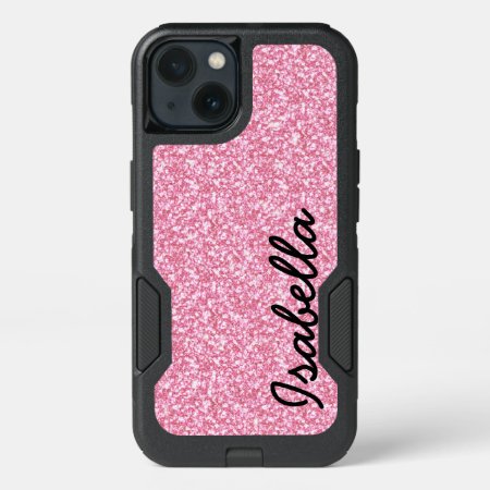 Pink Glitter Printed Personalized Iphone 13 Case