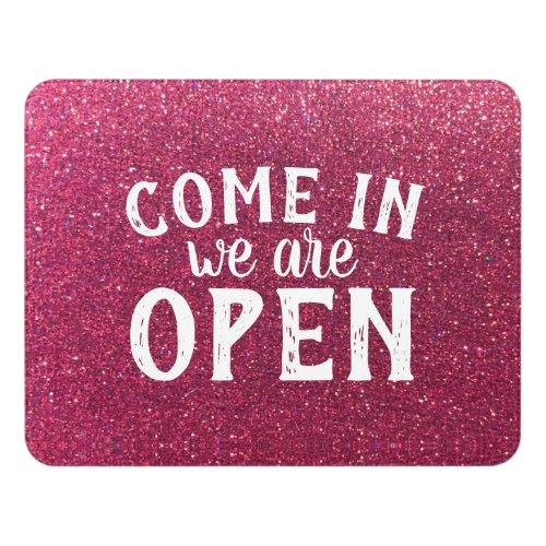 Pink Glitter Professional Entrance Retail Open Door Sign