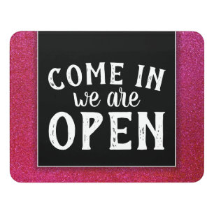 Pink Glitter Professional Entrance Retail Open Door Sign