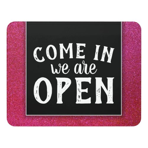 Pink Glitter Professional Entrance Retail Open     Door Sign