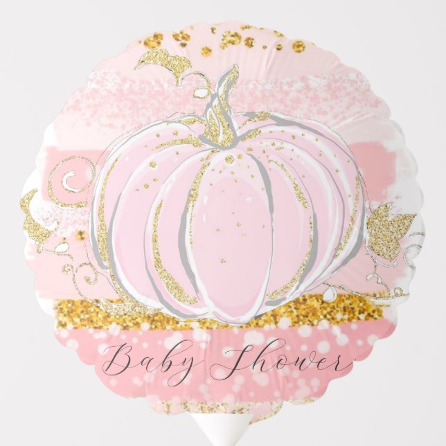 Pink Glitter Pumpkin Girl Baby Shower Balloon (Front)