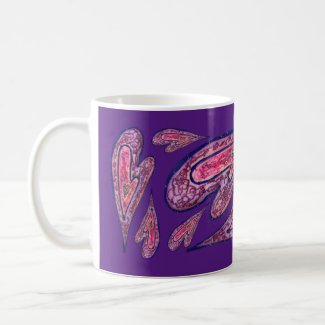  Pink Glitter Purple Hearts Custom Coffee Cups