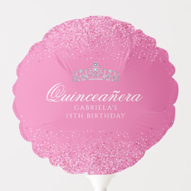 Pink Glitter Quinceanera Balloon (Front)