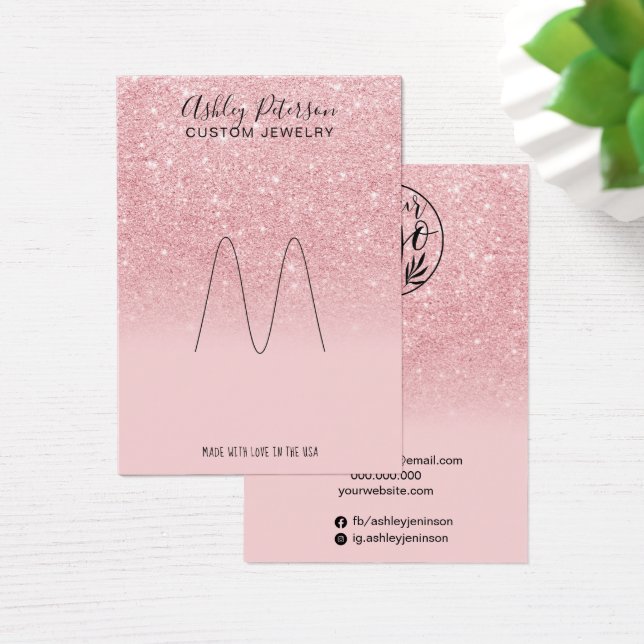 Pink glitter rainbow jewelry ring display (Desk)