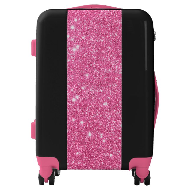Pink Glitter Ready Set Go Luggage (Front)