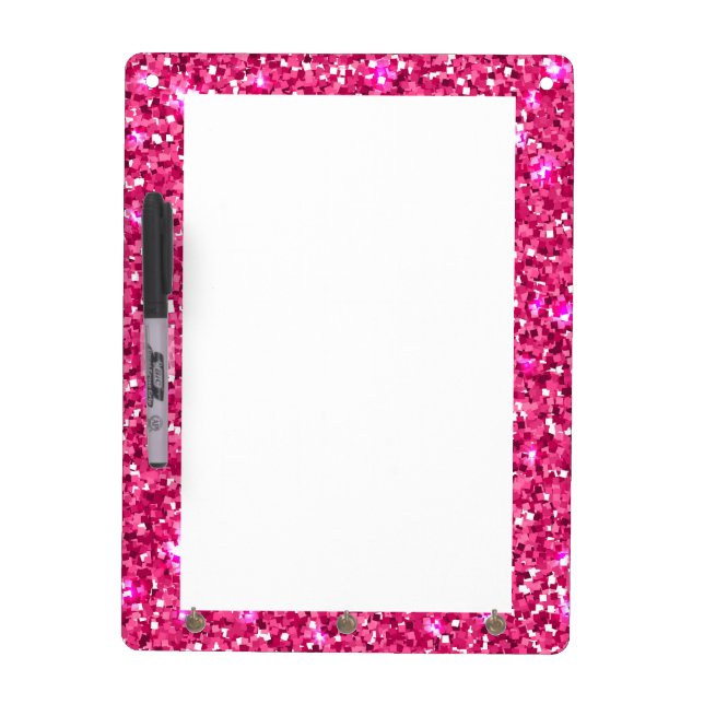 Pink Glitter Rectangle Dry Erase Board (Front)