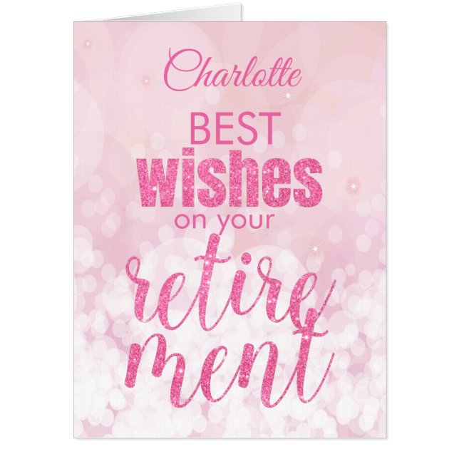 Pink Glitter Retirement Wishes Oversized Card (Front)