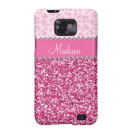 Pink Glitter Rhinestone Leopard BLING Case
