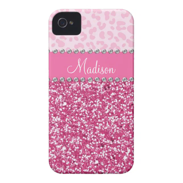 Pink Glitter Rhinestone Leopard BLING Case | Zazzle