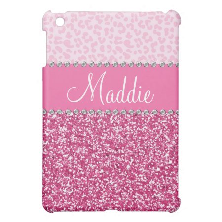 Pink Glitter Rhinestone Leopard Bling Case Ipad Cover For The Ipad Min