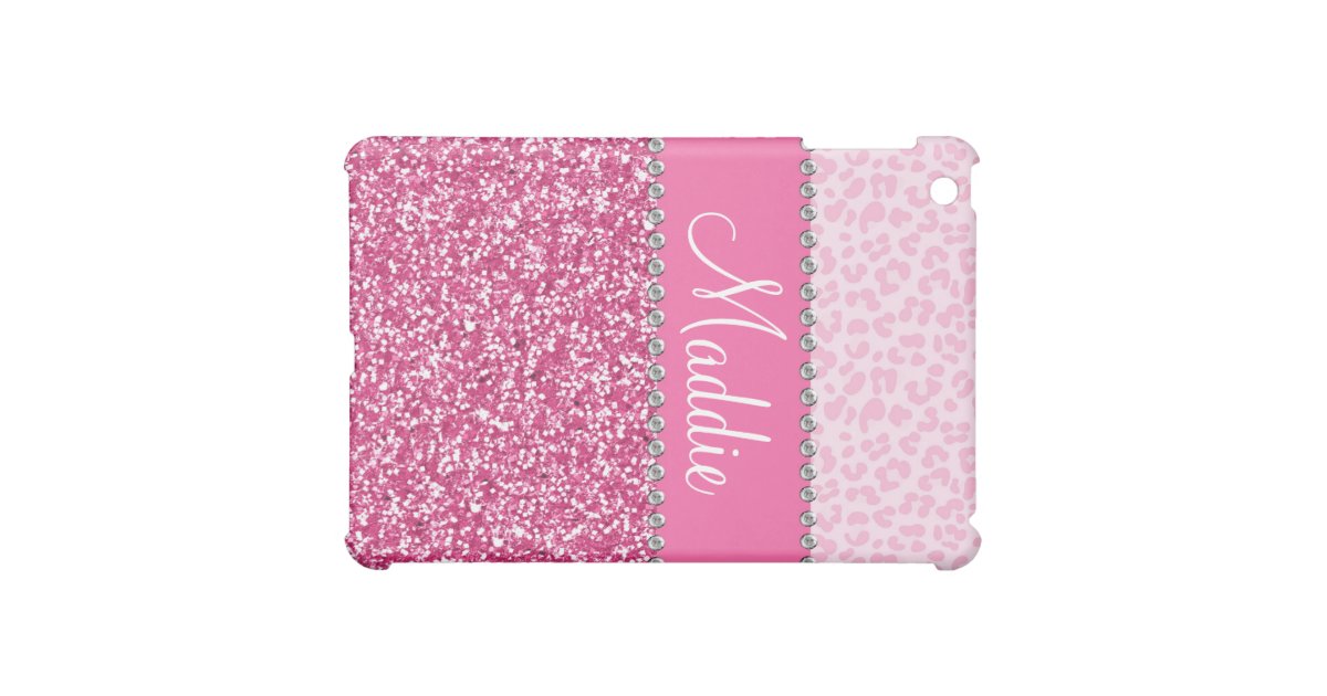 Pink Glitter Rhinestone Leopard BLING Case iPad iPad Mini Covers Zazzle