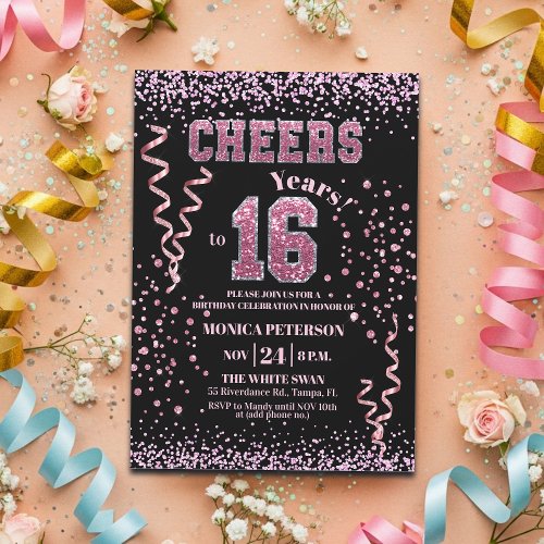 Pink Glitter Rhinestones 16th Birthday Party 