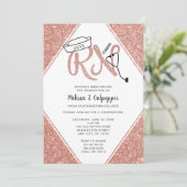 Pink Glitter RN graduation party or pinning invite (Standing Front)