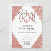 Pink Glitter RN graduation party or pinning invite (Front)