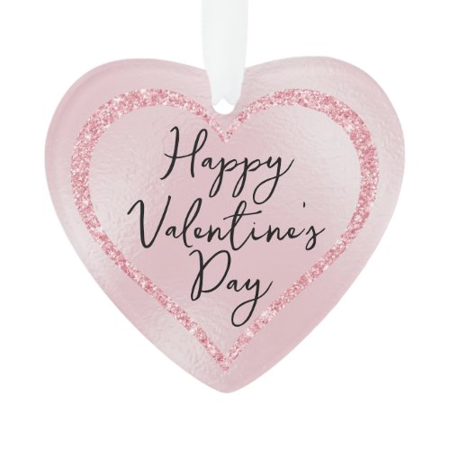 Pink Glitter Romantic Script Valentine's Day Ornament