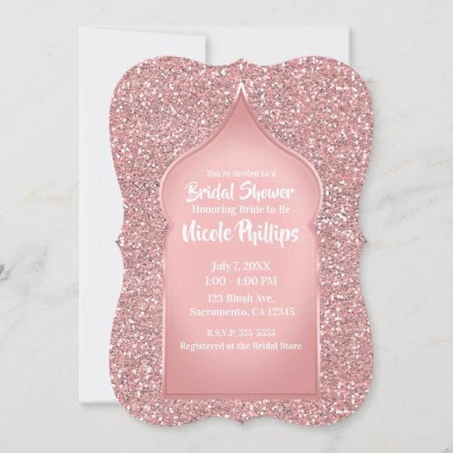Pink Glitter Rose Gold Glam Bridal Shower Invitation