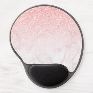Pink glitter rose-gold marble ombre gel mouse pad