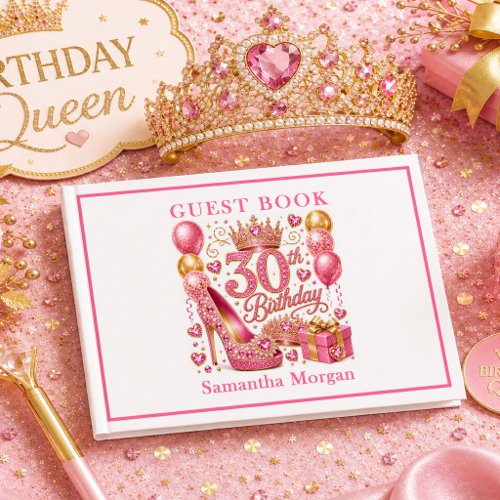 Pink Glitter Rose Gold Sparkle 30th Birthday Book