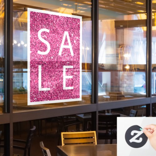 Pink Glitter SALE Sign Window Cling