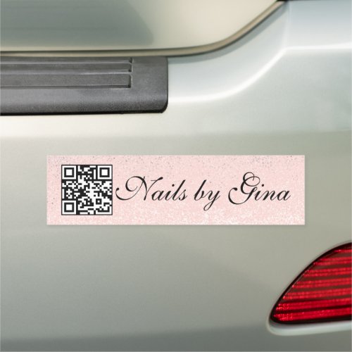 Pink Glitter Salon Nail Eyelash Business QR Code  Car Magnet