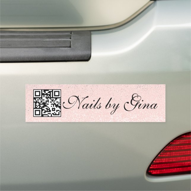Pink Glitter Salon Nail Eyelash Business QR Code  Car Magnet (In Situ)