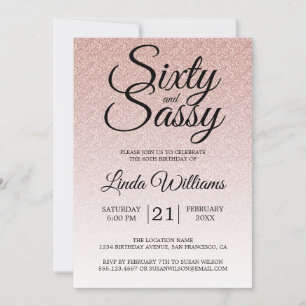 Pink Glitter Sassy 60 Birthday Invitation